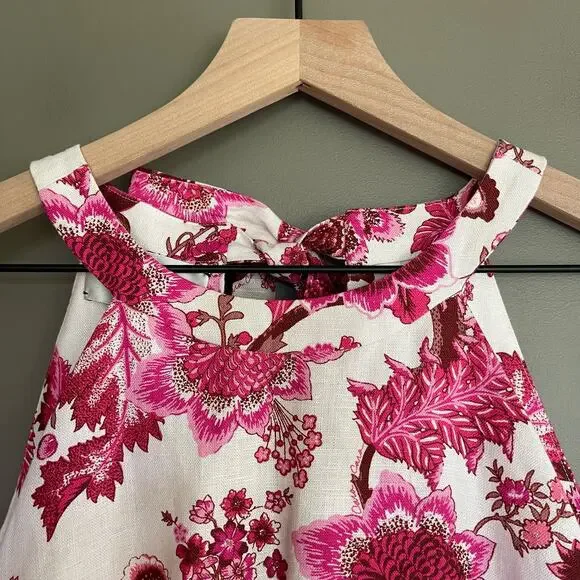 CARA CARA Savannah Cutout Floral-print Linen Mini Dress In Pink Size Medium - Picture 6 of 16